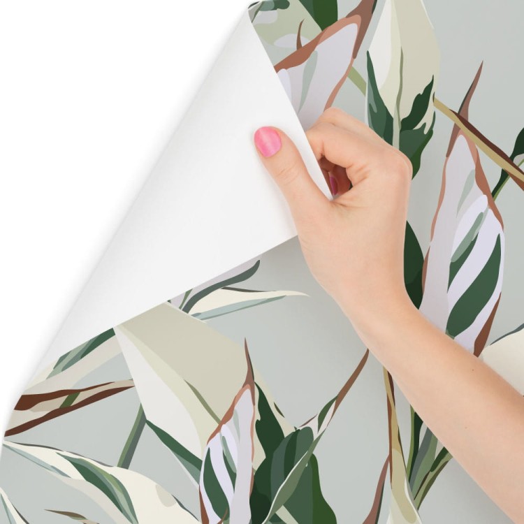 Tapeta W Stylu Retro Wzory Liście Natura