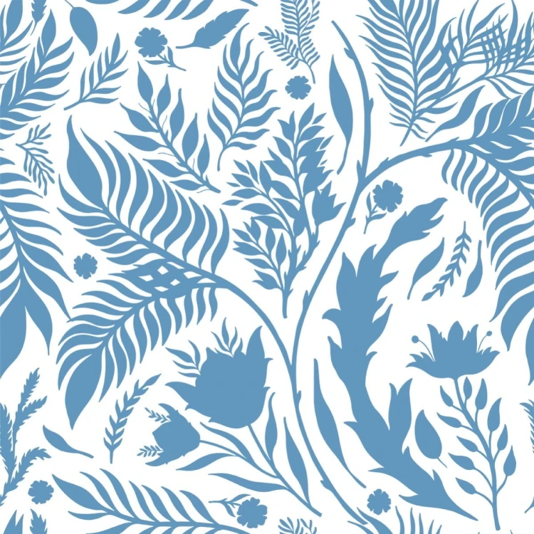 Tapeta Niebieski Motyw Z Liśćmi