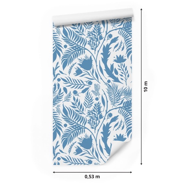 Tapeta Niebieski Motyw Z Liśćmi