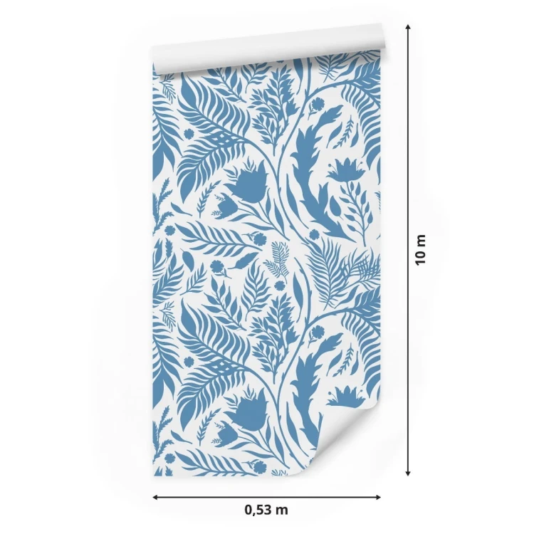 Tapeta Niebieski Motyw Z Liśćmi