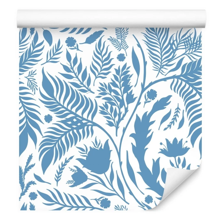 Tapeta Niebieski Motyw Z Liśćmi