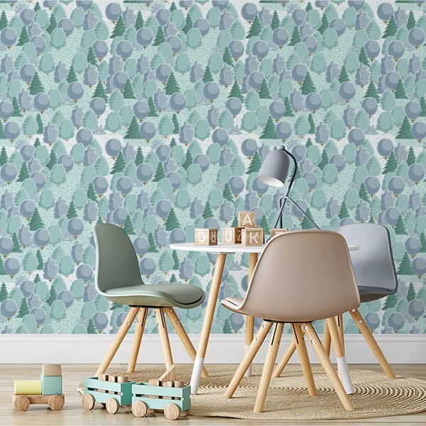 Tapeta Kolorowy Las Z Krzewami