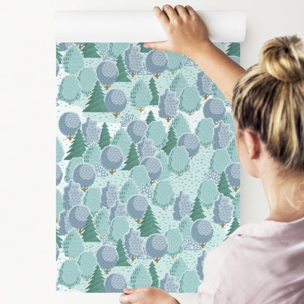 Tapeta Kolorowy Las Z Krzewami