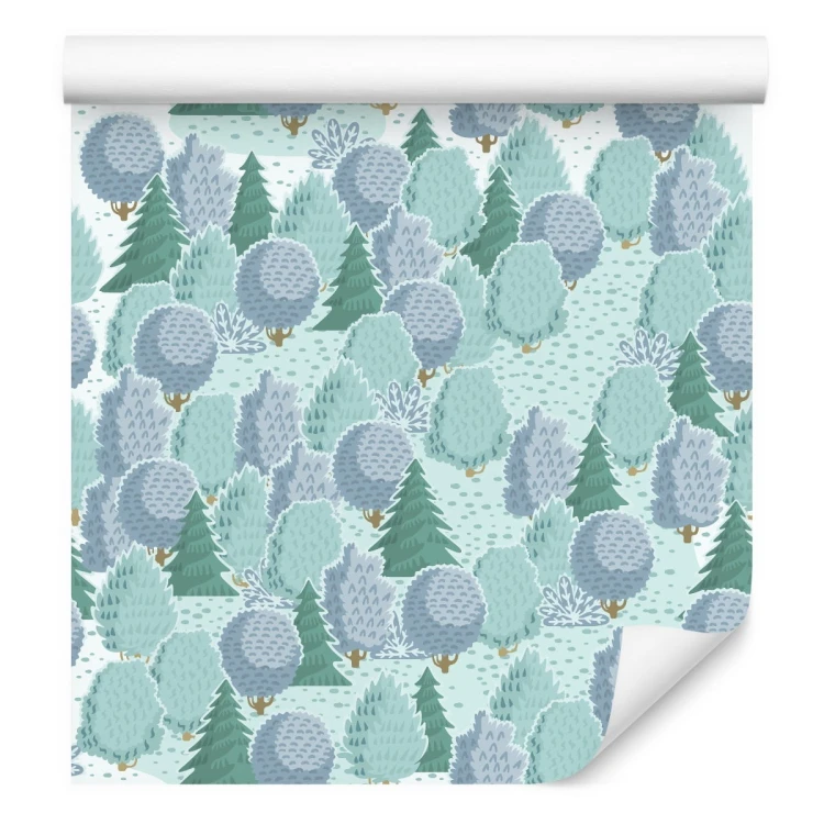 Tapeta Kolorowy Las Z Krzewami