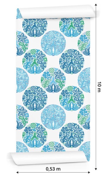 Tapeta Turkusowe Roślinne Wzory