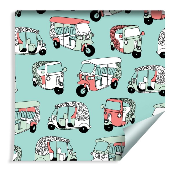 Tapeta Dla Dzieci - Kolorowe Riksze W Stylu Skandynawskim