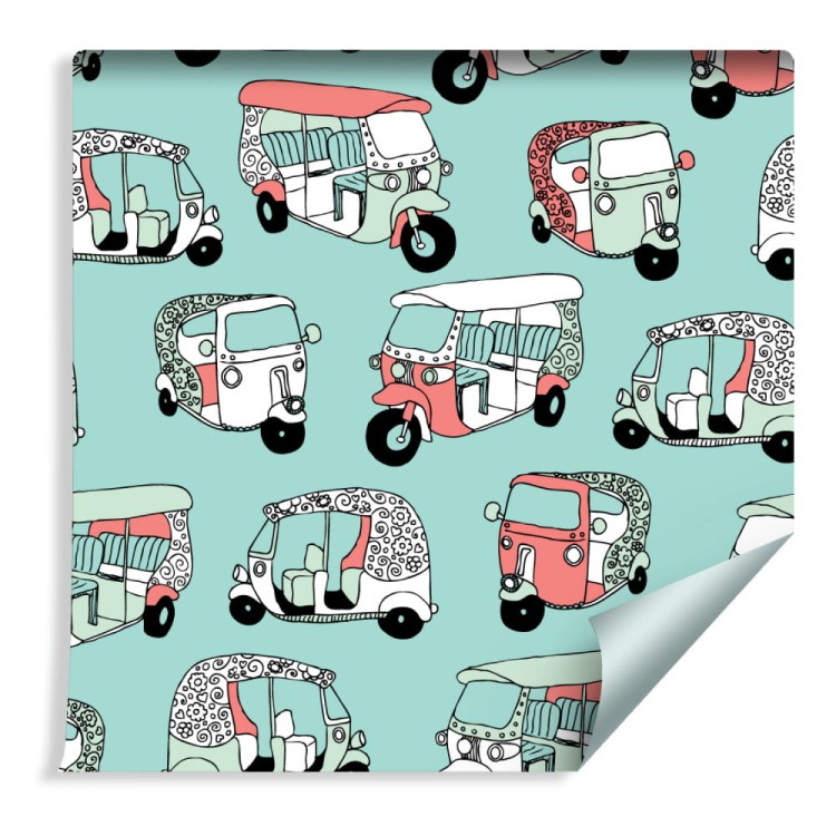 Tapeta Dla Dzieci - Kolorowe Riksze W Stylu Skandynawskim