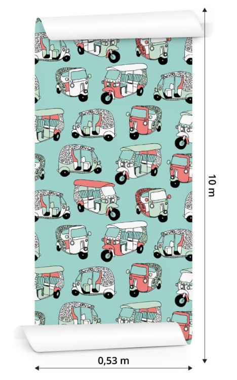 Tapeta Dla Dzieci - Kolorowe Riksze W Stylu Skandynawskim