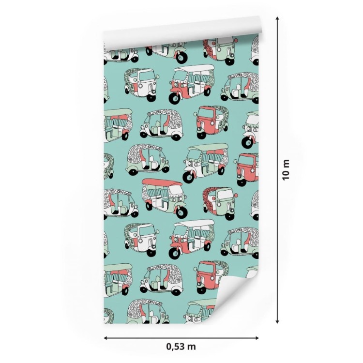 Tapeta Dla Dzieci - Kolorowe Riksze W Stylu Skandynawskim