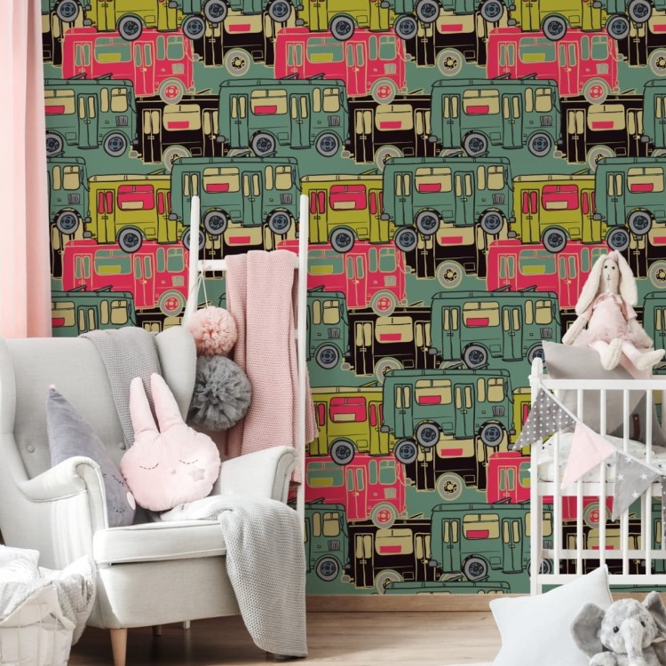 Tapeta Dla Dzieci - Kolorowe Autobusy