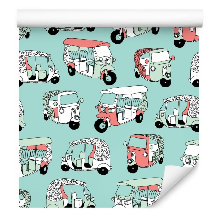 Tapeta Dla Dzieci - Kolorowe Riksze W Stylu Skandynawskim