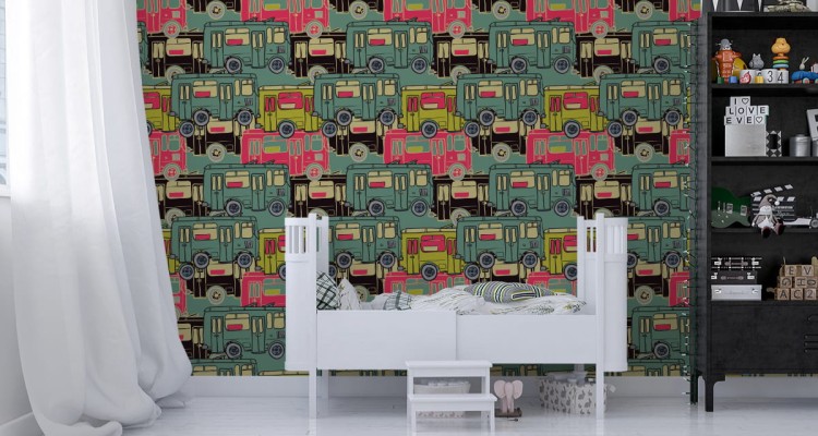 Tapeta Dla Dzieci - Kolorowe Autobusy
