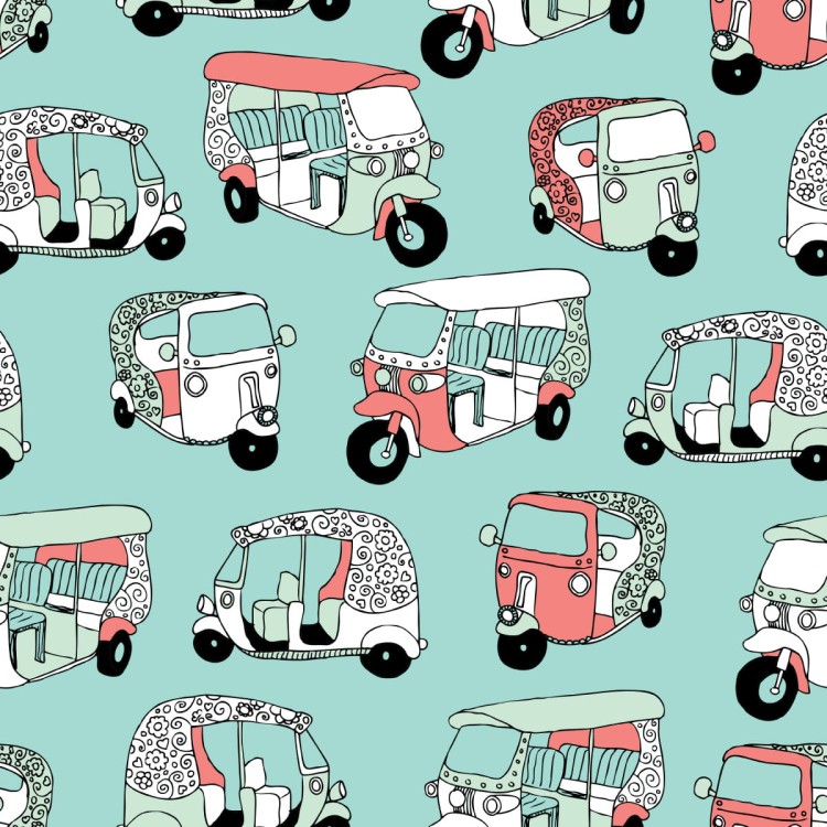 Tapeta Dla Dzieci - Kolorowe Riksze W Stylu Skandynawskim