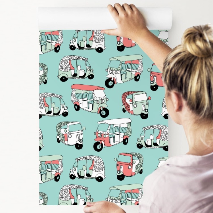 Tapeta Dla Dzieci - Kolorowe Riksze W Stylu Skandynawskim