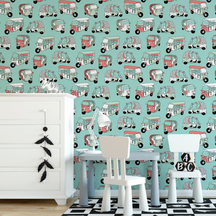 Tapeta Dla Dzieci - Kolorowe Riksze W Stylu Skandynawskim