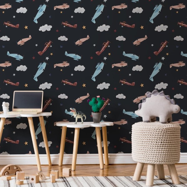 Tapeta Retro Samoloty Malowane Akwarelą