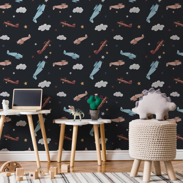 Tapeta Retro Samoloty Malowane Akwarelą