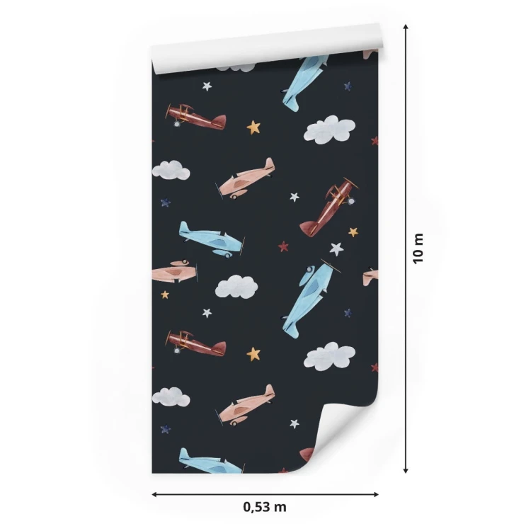 Tapeta Retro Samoloty Malowane Akwarelą