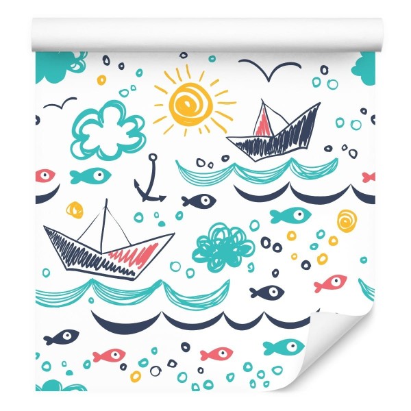 Tapeta Kolorowe Rysowane Łódki