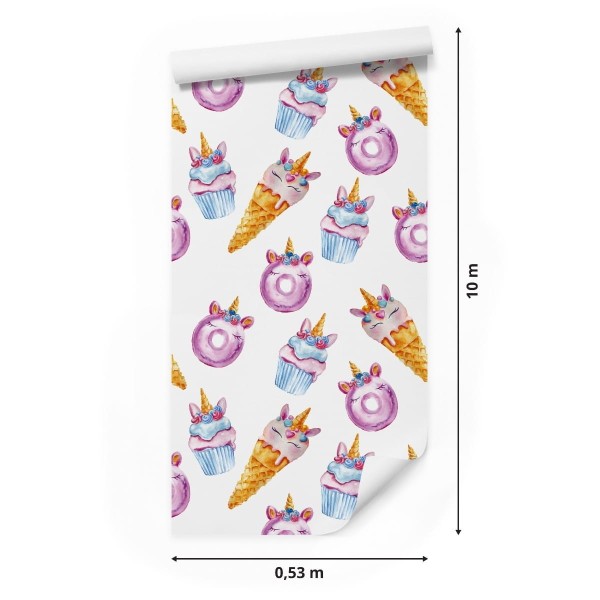 Tapeta Słodycze Jednorożce