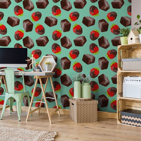 Tapeta Truskawki W Czekoladzie