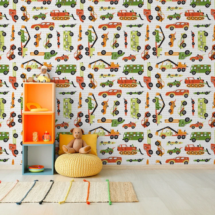 Tapeta Z Samochodami, Ciężarówki, Pokój Dziecięcy