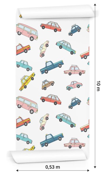 Tapeta Dla Dzieci - Kolorowe Retro Samochody