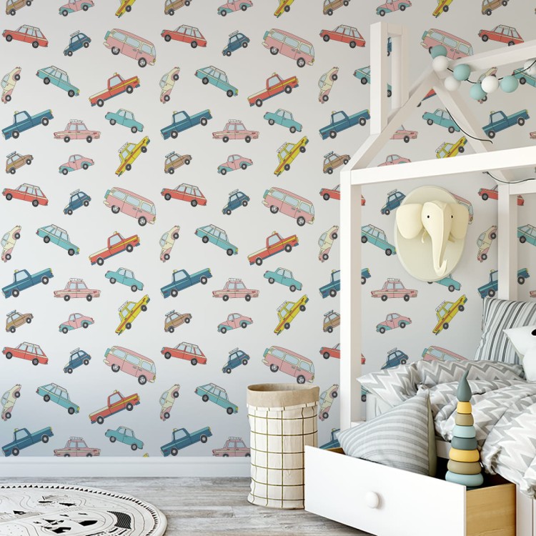 Tapeta Dla Dzieci - Kolorowe Retro Samochody