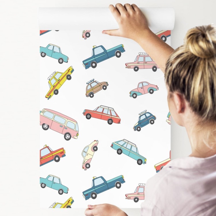 Tapeta Dla Dzieci - Kolorowe Retro Samochody