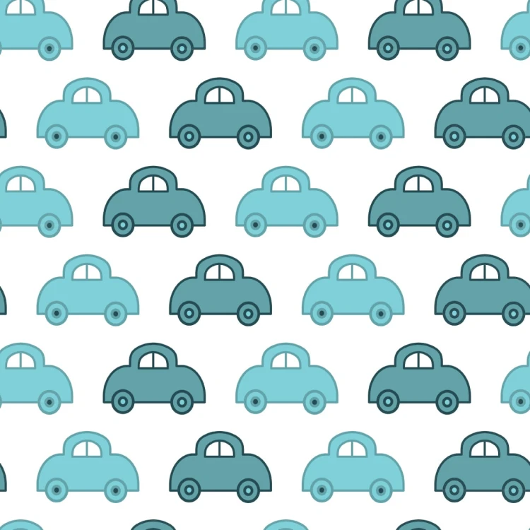 Tapeta Dla Dzieci - Niebieskie Autka