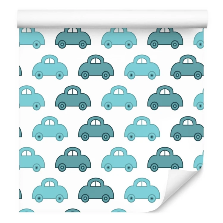 Tapeta Dla Dzieci - Niebieskie Autka