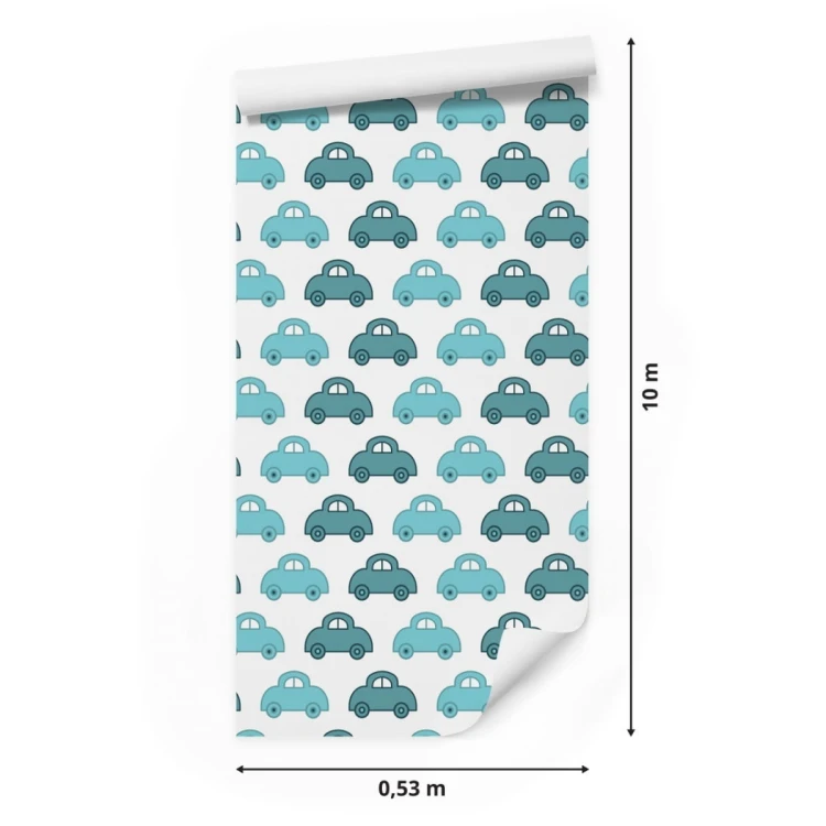 Tapeta Dla Dzieci - Niebieskie Autka