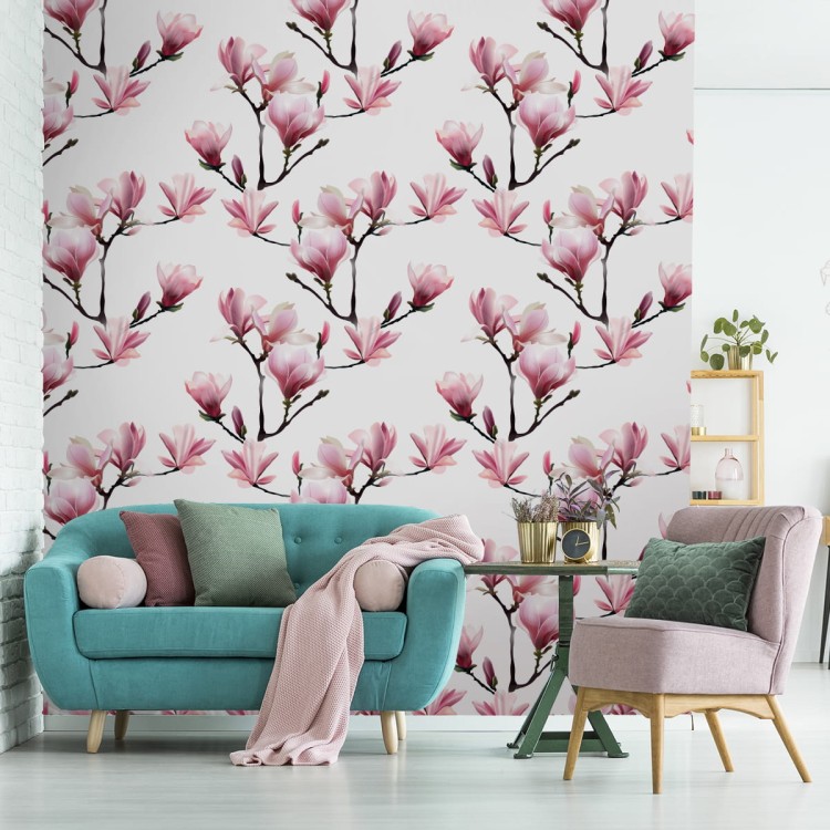 Tapeta Różowe Kwiaty Magnolii