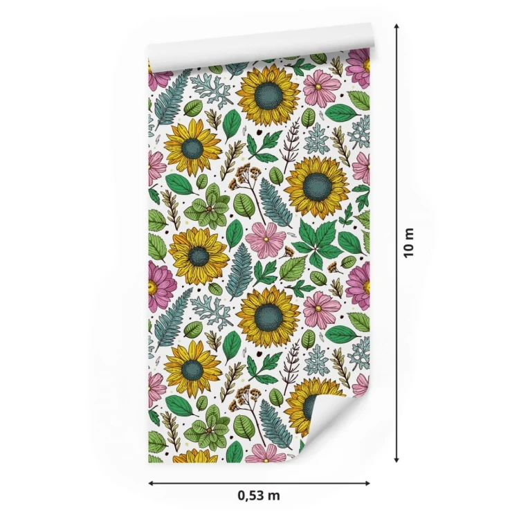 Tapeta Kolorowe Słoneczniki Z Roślinami