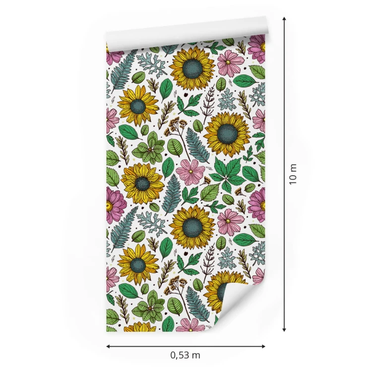 Tapeta Kolorowe Słoneczniki Z Roślinami