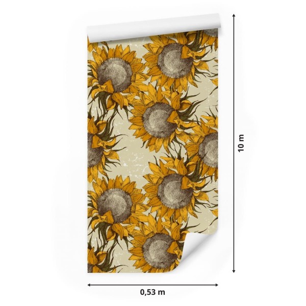 Tapeta Kwiaty Słonecznika W Stylu Vintage