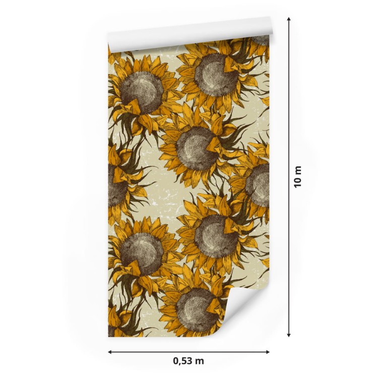 Tapeta Kwiaty Słonecznika W Stylu Vintage