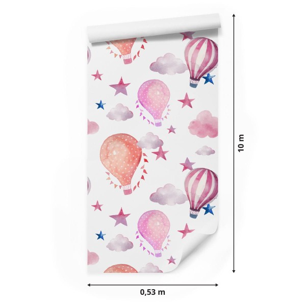 Tapeta W Balony, Gwiazdy, Chmury Pokój Dziecięcy