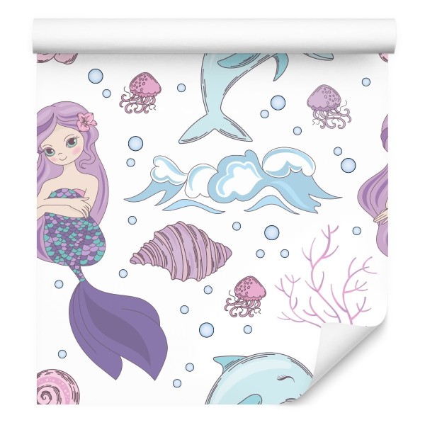 Tapeta Kolorowe Syrenki I Delfiny