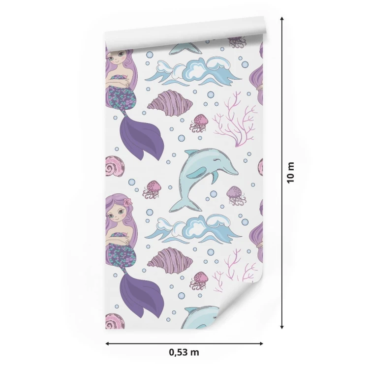 Tapeta Kolorowe Syrenki I Delfiny