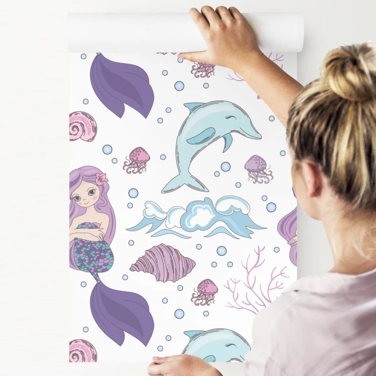 Tapeta Kolorowe Syrenki I Delfiny