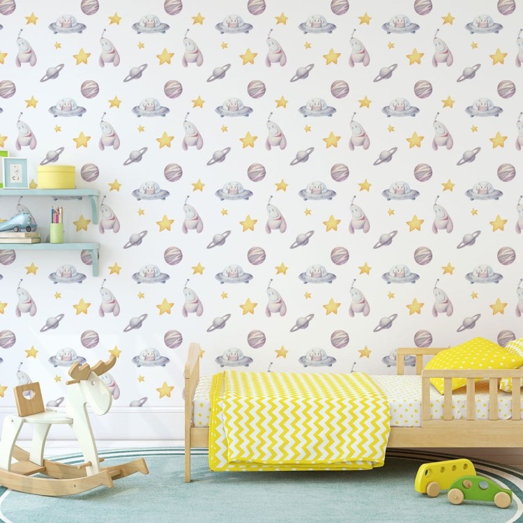 Tapeta Dla Dzieci – Gwiazdki, Planety, Rakiety