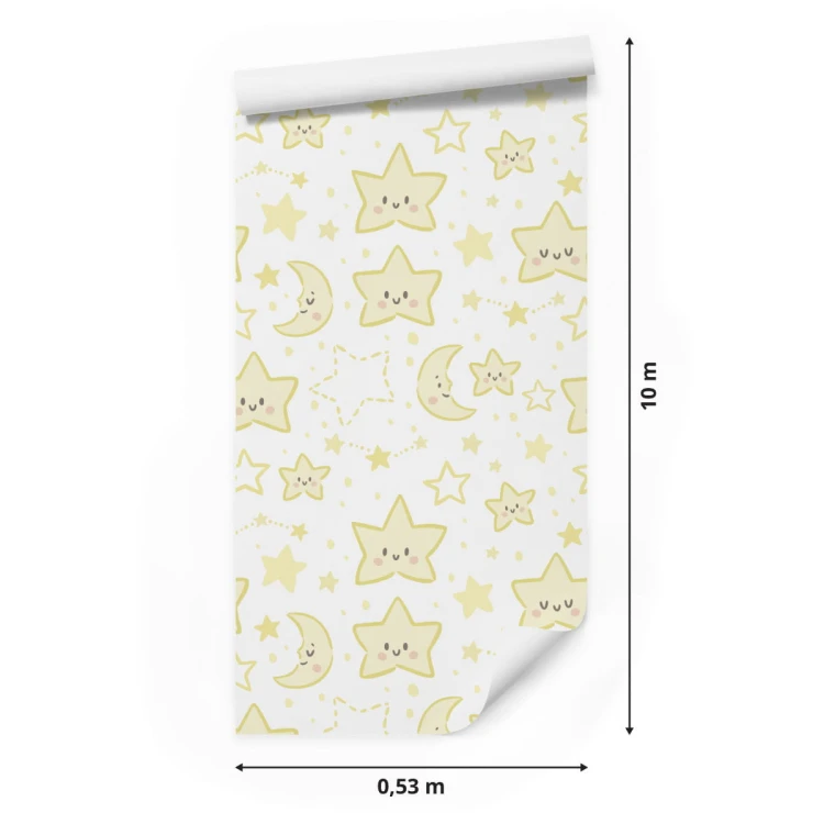 Tapeta Dla Dzieci – Uśmiechnięte Gwiazdki I Księżyce