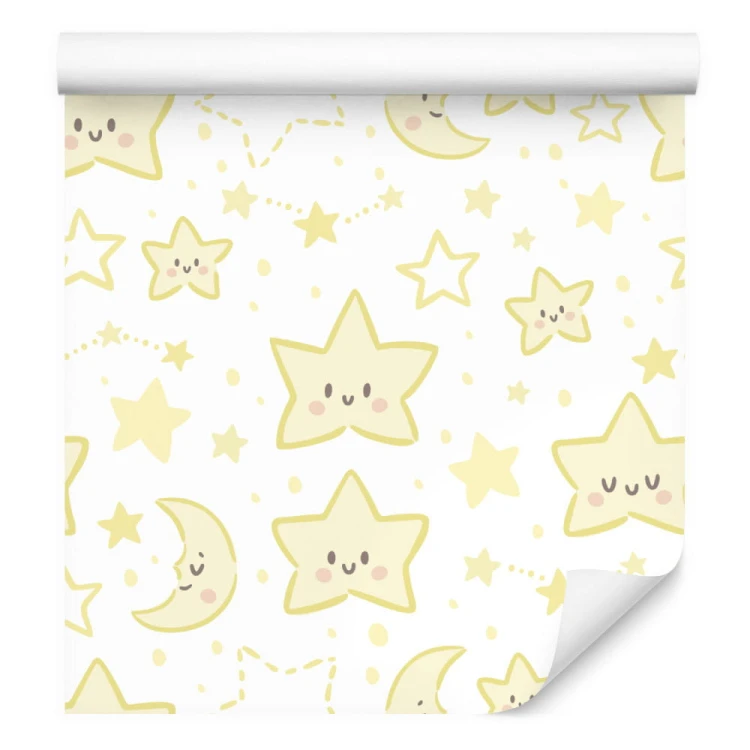 Tapeta Dla Dzieci – Uśmiechnięte Gwiazdki I Księżyce