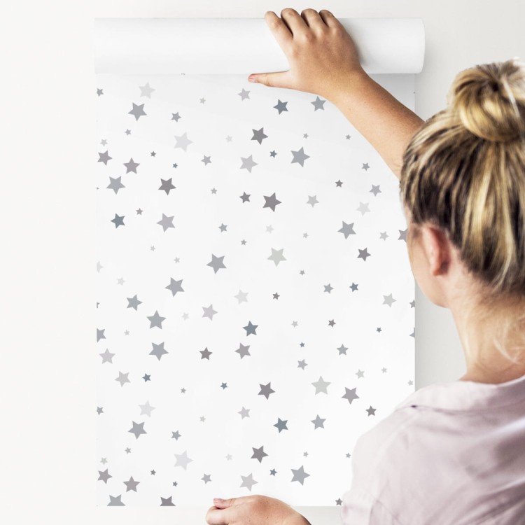 Tapeta Do Pokoju Dziecięcego Szare Drobne Gwiazdki