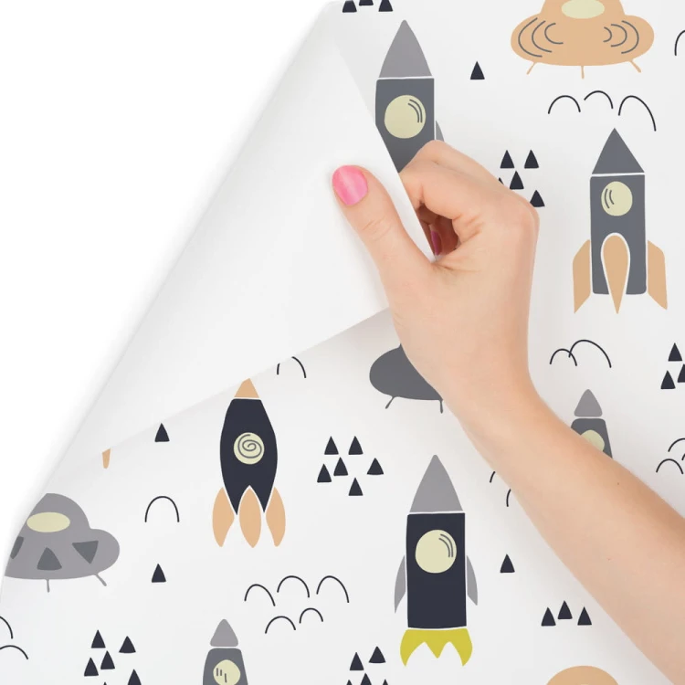 Tapeta Kosmos, Chmurki, Rakiety, Do Pokoju Dziecka