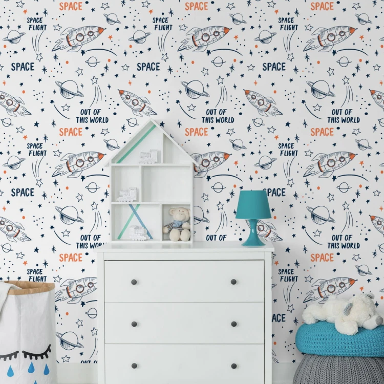 Tapeta Kosmos, Rakiety, Gwiazdy, Do Pokoju Dziecka