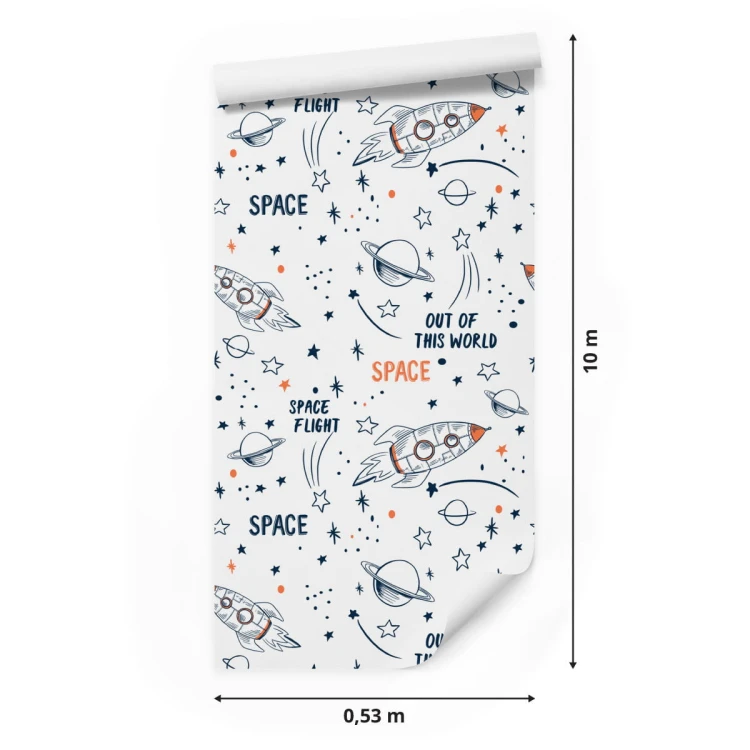 Tapeta Kosmos, Rakiety, Gwiazdy, Do Pokoju Dziecka