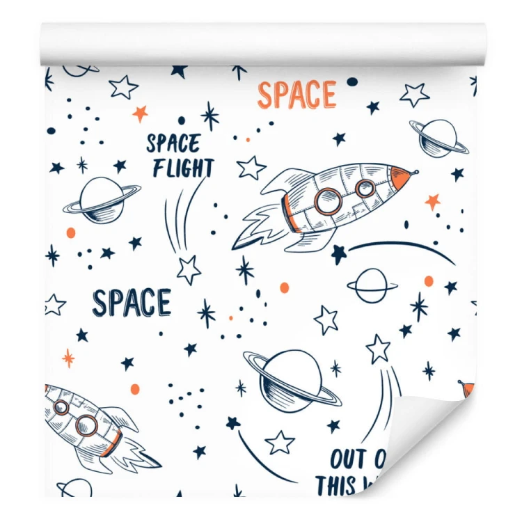 Tapeta Kosmos, Rakiety, Gwiazdy, Do Pokoju Dziecka