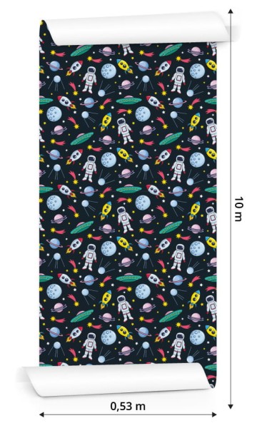 Tapeta Dla Dzieci - Planety, Astronauci, Rakiety I Ufo